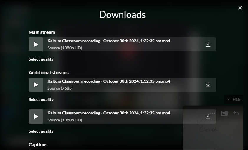 graphic representation of kaltura downloads