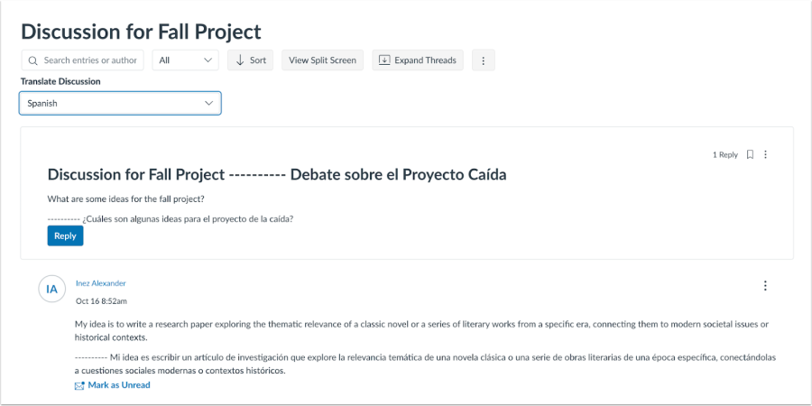 Decorative screenshot of discussions in Canvas